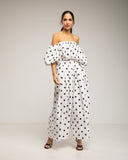 Set de pantalon y top de lunares, top cuello barco elastico y pantalon ancho con bolsillos - Tantra Spain