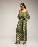Set de pantalon y top de lunares, top cuello barco elastico y pantalon ancho con bolsillos (KAKHI) - Tantra Spain