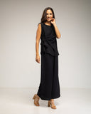 Set de top sin mangas con lazada y pantalon con elástico (BLACK) - Tantra Spain