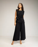 Set de top sin mangas con lazada y pantalon con elástico (BLACK) - Tantra Spain