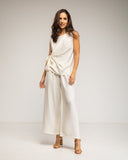 Set de top sin mangas con lazada y pantalon con elástico (ECRU) - Tantra Spain
