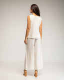 Set de top sin mangas con lazada y pantalon con elástico (ECRU) - Tantra Spain