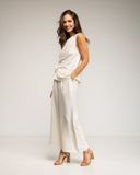 Set de top sin mangas con lazada y pantalon con elástico (ECRU) - Tantra Spain