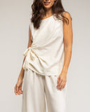 Set de top sin mangas con lazada y pantalon con elástico (ECRU) - Tantra Spain