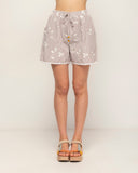 short de rayas con bordado (Brown) - Tantra Spain