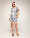 short de rayas con bordado (Grey) - Tantra Spain