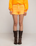 Short denim en color fluor y desflecado en el bajo. - Tantra Spain