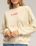 Sudadera con texto iconic en fluor en la parte delantera y trasera (BEIGE) - Tantra Spain