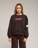 Sudadera de animal print con texto iconic en fluor (MARRON) - Tantra Spain