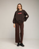 Sudadera de animal print con texto iconic en fluor (MARRON) - Tantra Spain