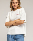 Sudadera de manga corta con texto crazy girl delante y detrás (ECRU) - Tantra Spain