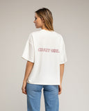 Sudadera de manga corta con texto crazy girl delante y detrás (ECRU) - Tantra Spain