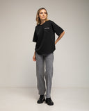 Sudadera de manga corta con texto crazy girl delante y detrás (NEGRO) - Tantra Spain