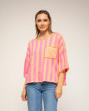 sudadera de manga corta de rayas (Orange) - Tantra Spain