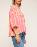 sudadera de manga corta de rayas (Orange) - Tantra Spain