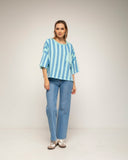 sudadera de manga corta de rayas (Turquoise) - Tantra Spain