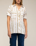 tantra mujer, Camisa de manga larga con estampado rayas discontinuas y bolsillos. - Tantra Spain