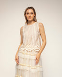 top de encaje con detalle de circulos (Beige) - Tantra Spain