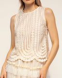 top de encaje con detalle de circulos (Beige) - Tantra Spain