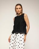 top de encaje con detalle de circulos (Black) - Tantra Spain