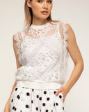 top de encaje semitransparente (White) - Tantra Spain