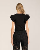 Top de punto ajustado con volantes en las mangas. - Tantra Spain