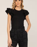 Top de punto ajustado con volantes en las mangas. - Tantra Spain