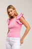 Top de punto ajustado con volantes en las mangas. - Tantra Spain
