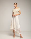 Top de punto con lúrex, cuello barco (BEIGE) - Tantra Spain