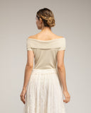 Top de punto con lúrex, cuello barco (BEIGE) - Tantra Spain