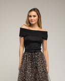 Top de punto con lúrex, cuello barco (NEGRO) - Tantra Spain