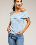 Top de punto con lutex, cuello barco (BLUE) - Tantra Spain
