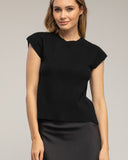Top de punto sin mangas liso con cuello redondo (NEGRO) - Tantra Spain