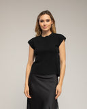 Top de punto sin mangas liso con cuello redondo (NEGRO) - Tantra Spain