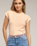Top de punto sin mangas liso con cuello redondo (ROSA) - Tantra Spain