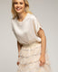 Top de raso oversize con bajo y cuello de punto. - Tantra Spain