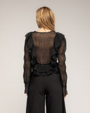 Top de volantes plisado con cuello pico - Tantra Spain