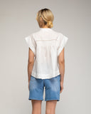 Top sin mangas oversize con pliegues en el pecho y detalles de batista - Tantra Spain