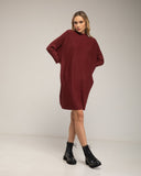 Vestido amplio de canale con cuello perkins y ajustado en las mangas. - Tantra Spain
