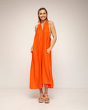 vestido amplio midi con cuello halter (Orange) - Tantra Spain