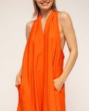 vestido amplio midi con cuello halter (Orange) - Tantra Spain