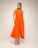 vestido amplio midi con cuello halter (Orange) - Tantra Spain