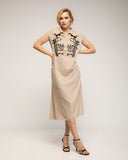 Vestido amplio midi condibujo de paillets en el pecho y detalle de cremallera - Tantra Spain
