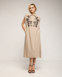 Vestido amplio midi condibujo de paillets en el pecho y detalle de cremallera - Tantra Spain