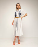 vestido camisero con bordados de flores en el pecho y en los lados (Navy) - Tantra Spain