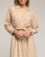 Vestido camisero de punto largo con bolsillos en el pecho y cinturon. (BEIGE) - Tantra Spain