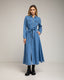 Vestido camisero midi con bolsillos en el pecho, falda de vuelo y cinturon. (LIGHTDENIM) - Tantra Spain