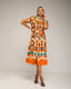 Vestido camisero midi con estampado étnico, cinturón y cuello mao. - Tantra Spain