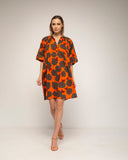 vestido corto estampado de flores (Orange) - Tantra Spain