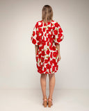 vestido corto estampado de flores (Red) - Tantra Spain